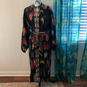 NWT Farm Rio Yawanawa Chemise Belted Long Sleeve Kimono Dress Size Large